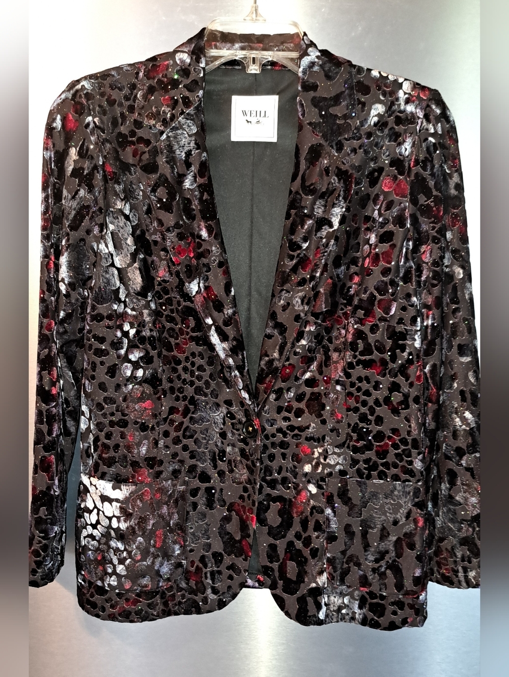 WEILL PARIS Burnout Velvet Vtg Colorful Glamour Event Art To Wear Sz 10